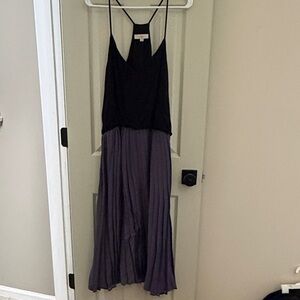 LOFT Black and Purple High Low Dress